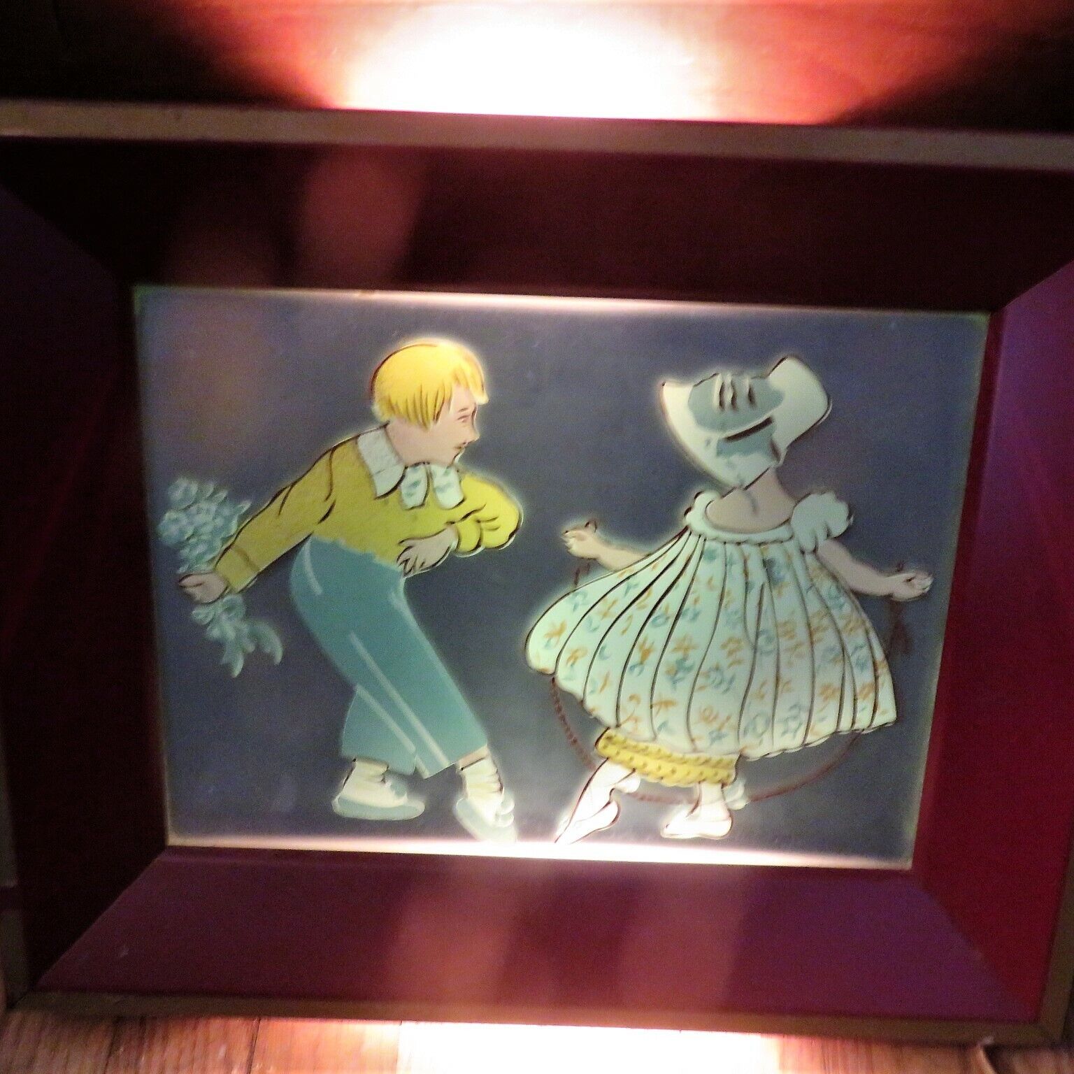 Vintage Dutch Boy And Girl Electric Wall Display - Child's Room